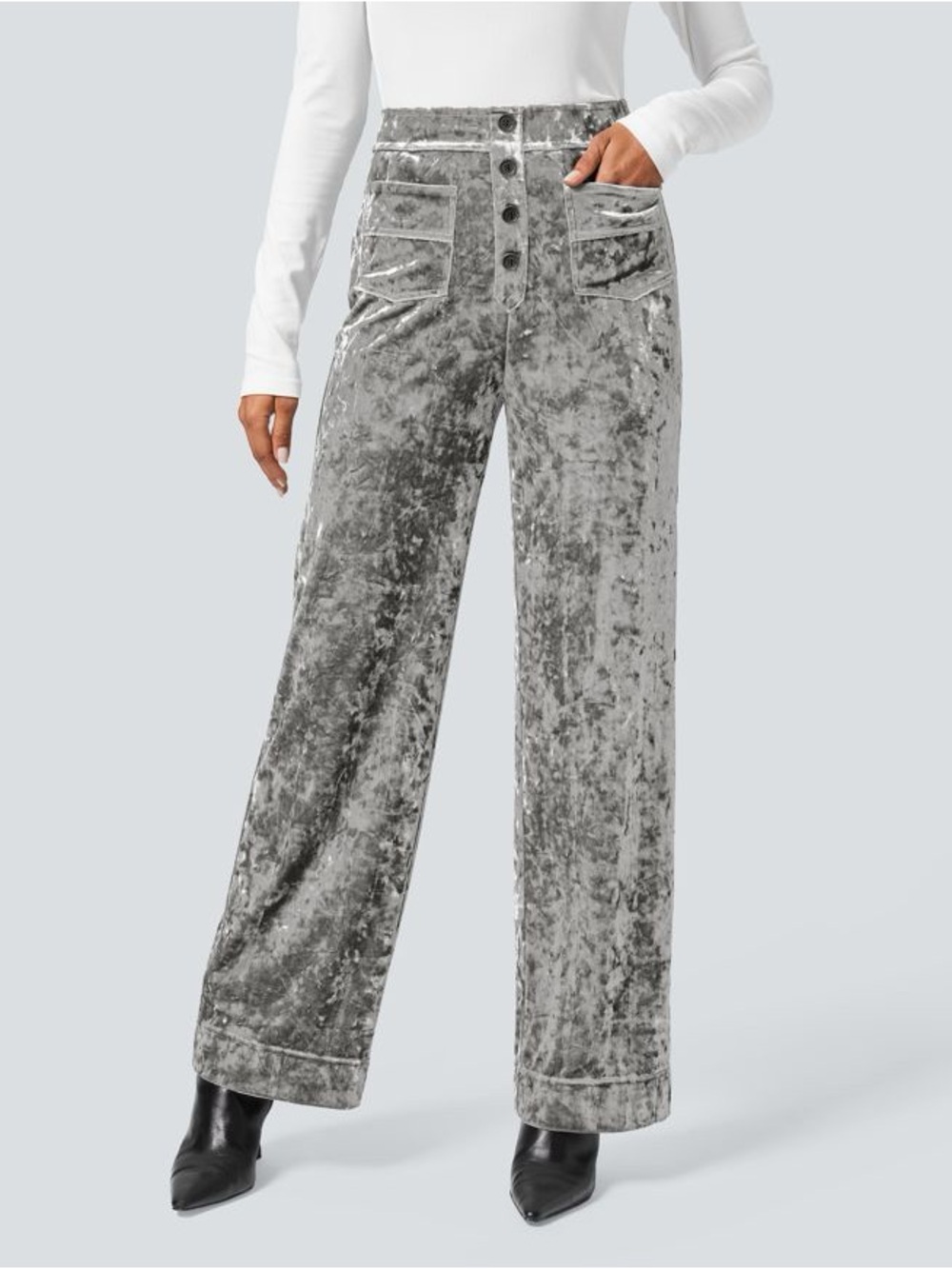 NWT Halara High Waist Pocket Straight Leg Velvet Pant